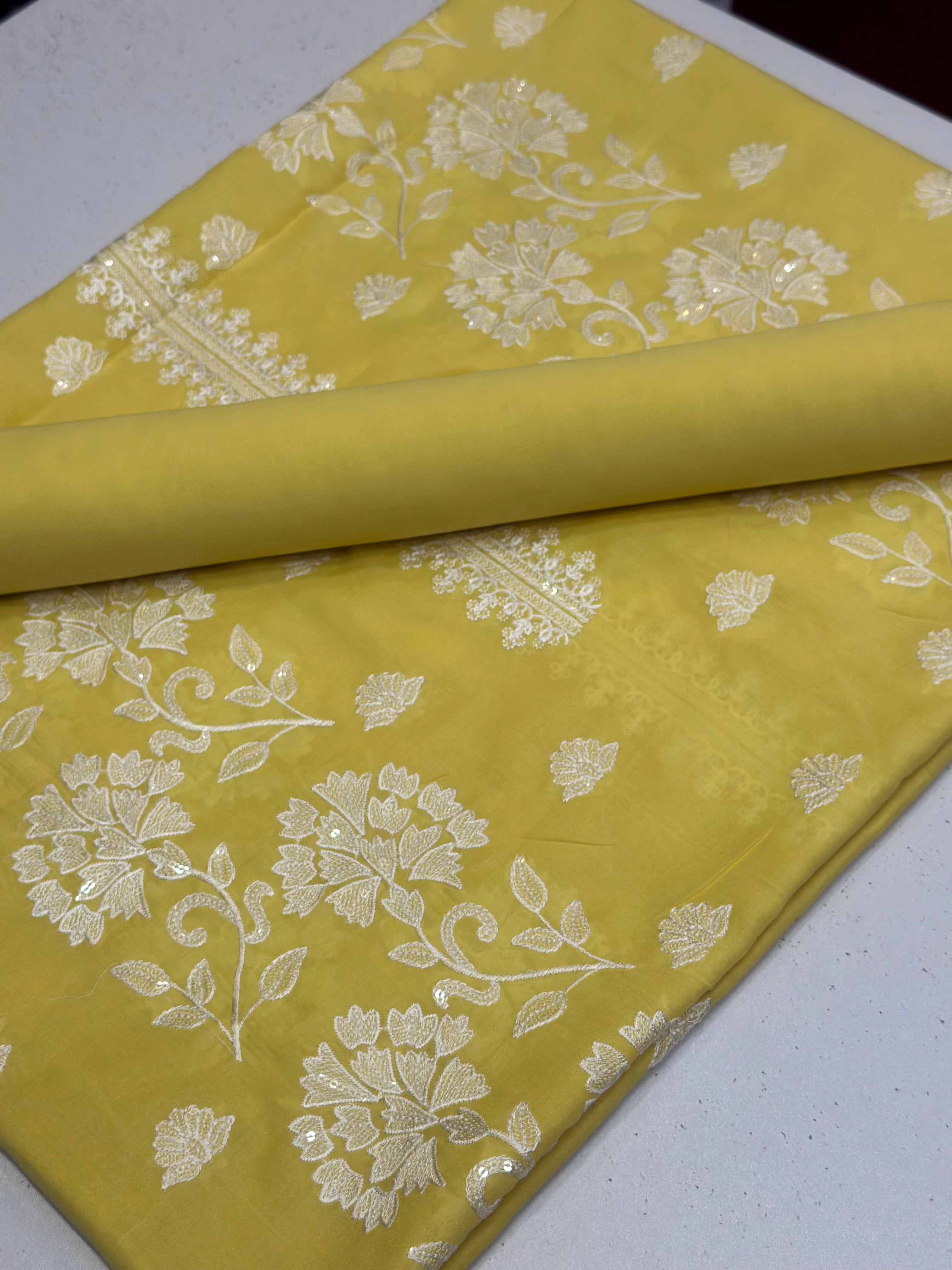 2pc Lawn Embroidery(butter yellow)
