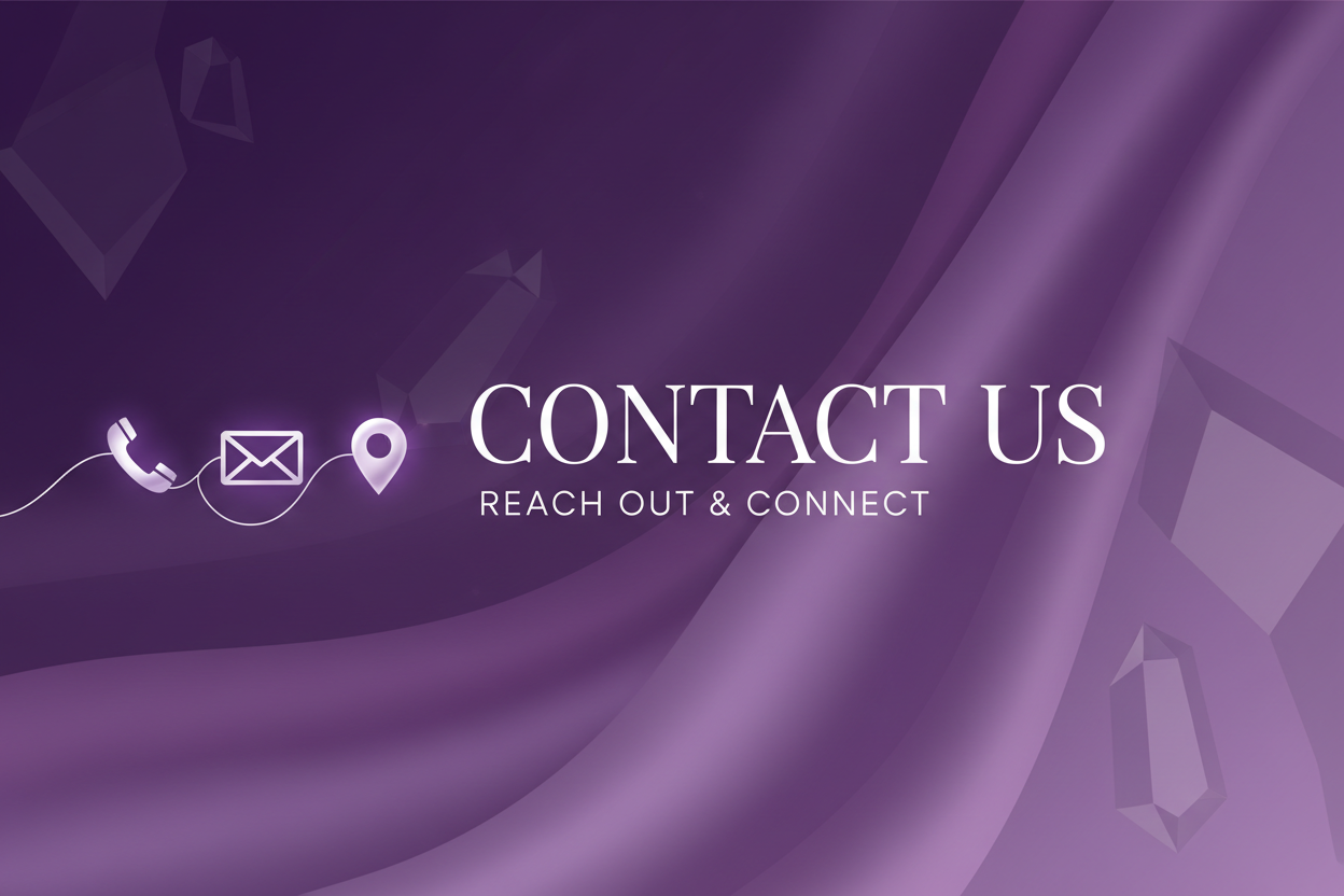 contect us  with purple  background   in fashion style  